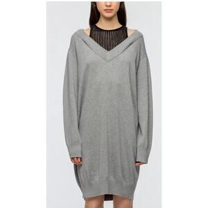 T BY ALEXANDER WANG Inner Tank Combo Sweater Dress in Grey Size XL